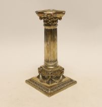 An Edwardian silver Corinthian column candlestick, by Martin, Hall & Co, Sheffield, 1903, 17.3cm,