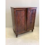 A Regency mahogany two door side cabinet, width 74cm, depth 41cm, height 95cm