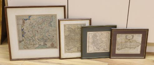 John Norden & William Hole, 17th century engraved county map of Hampshire, originally produced for