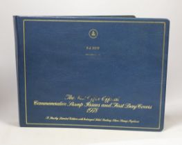 An album of commemorative stamp, First Day Covers including six sterling silver stamp replicas
