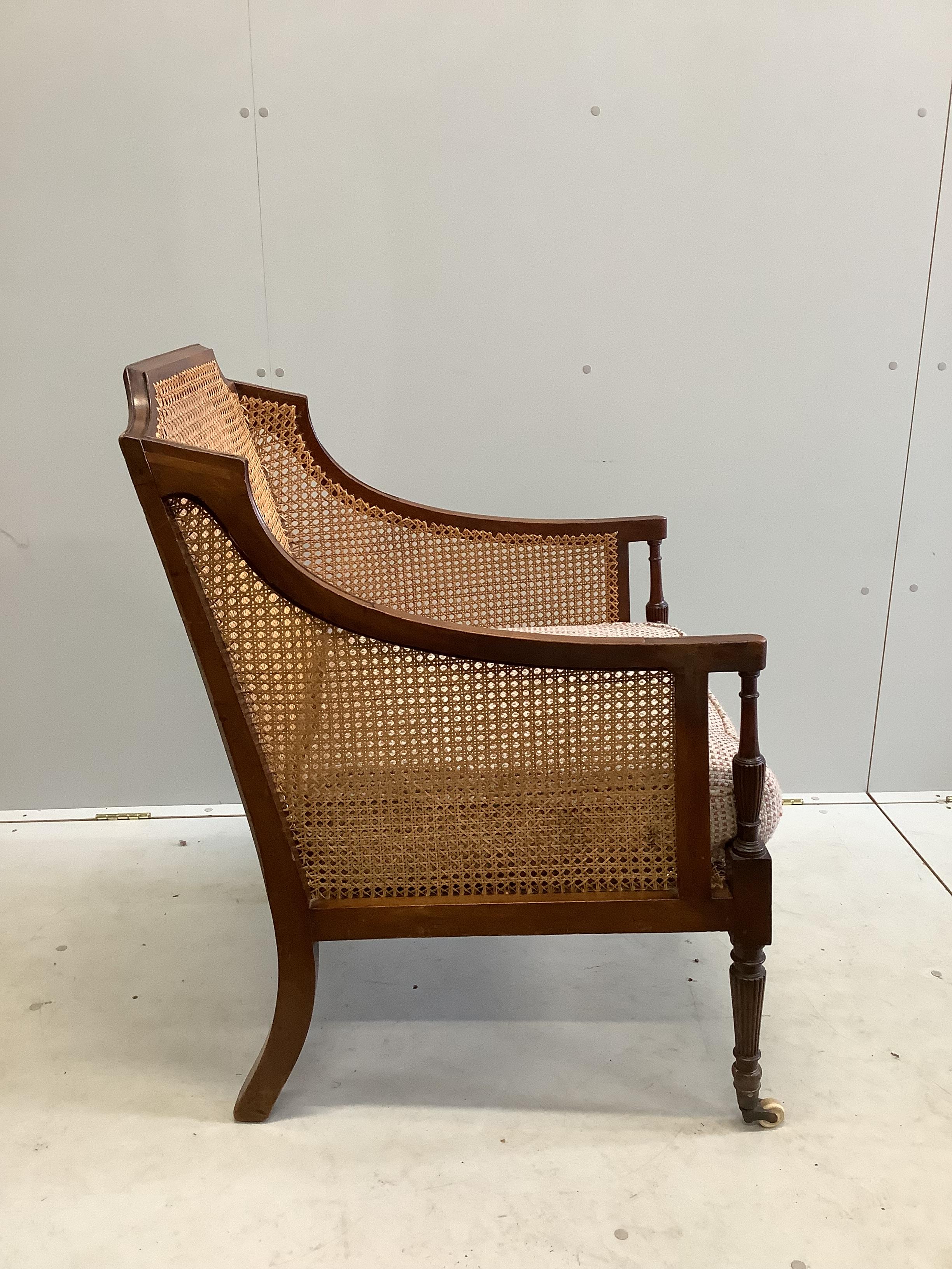 A Regency style mahogany Bergere armchair, width 65cm, depth 72cm, height 96cm - Image 2 of 3