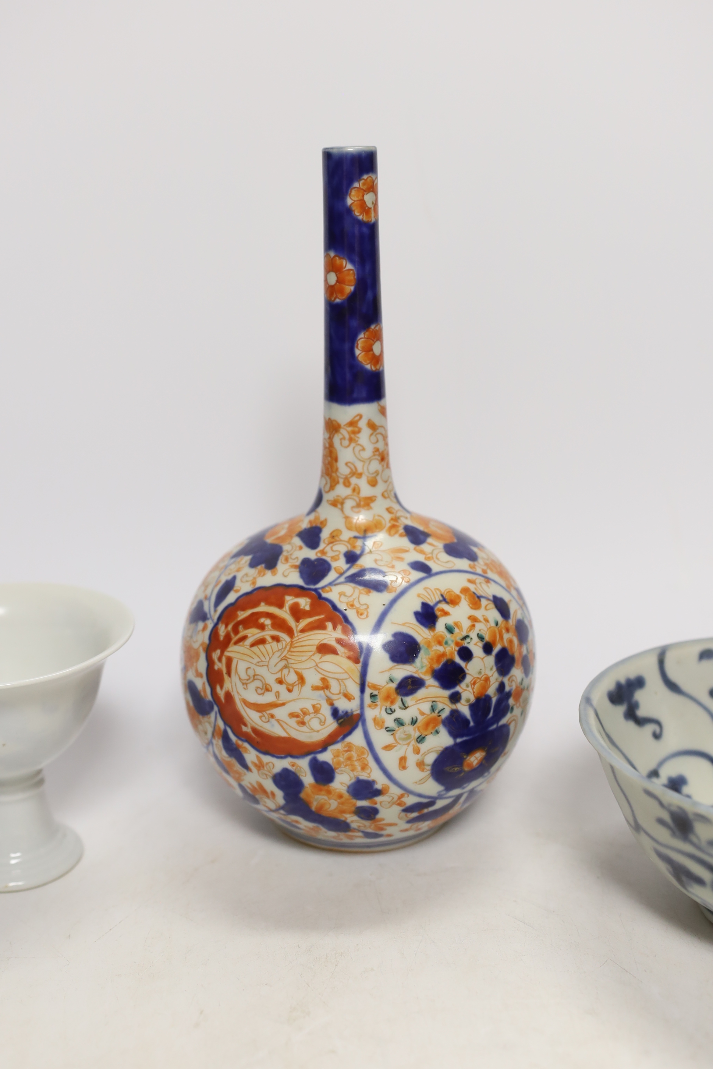 A Chinese Tek Sing Cargo bowl, a Chinese famille Rose Jar and cover, late 19th century, a stem cup - Image 6 of 7