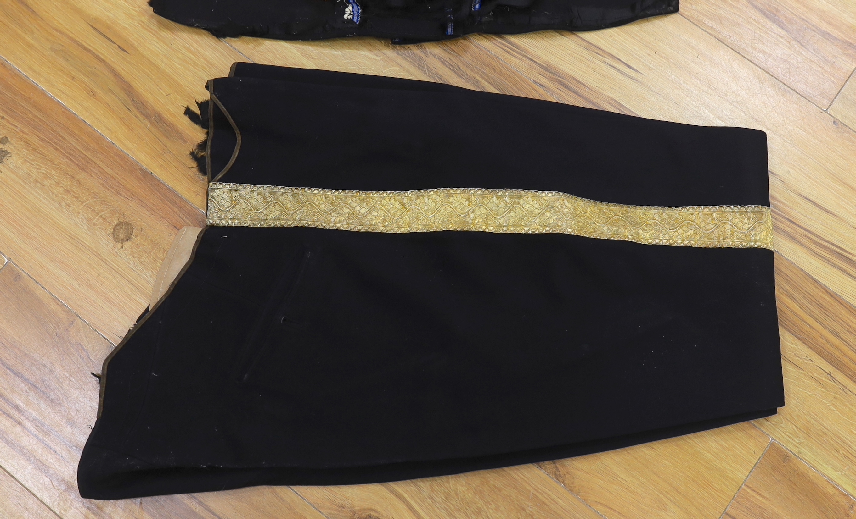 A Military black wool dress uniform, with gold decorative braiding - Image 2 of 5
