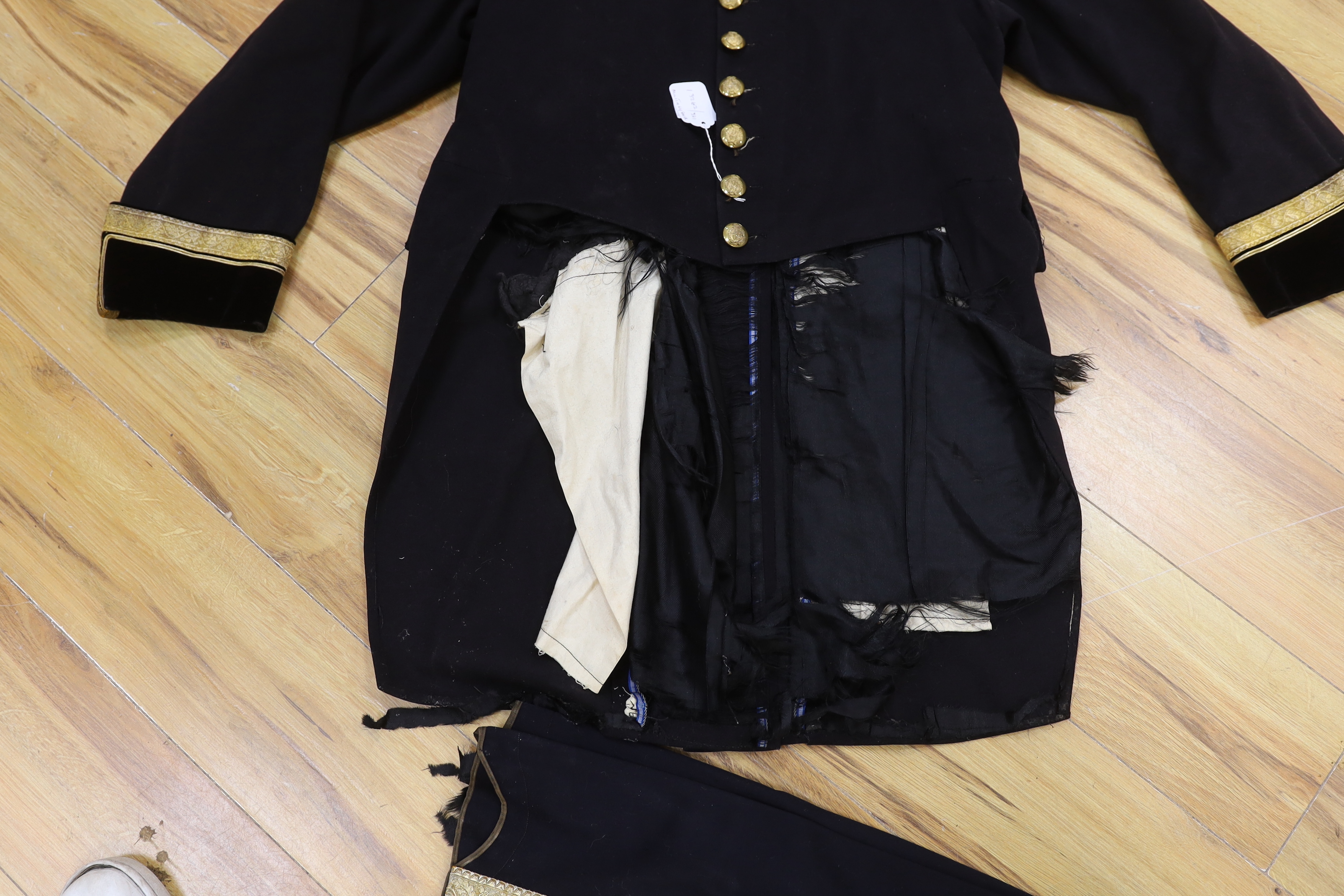A Military black wool dress uniform, with gold decorative braiding - Image 4 of 5
