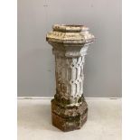 A large Doulton Lambeth style Victorian terracotta chimney pot with latticework decoration, c