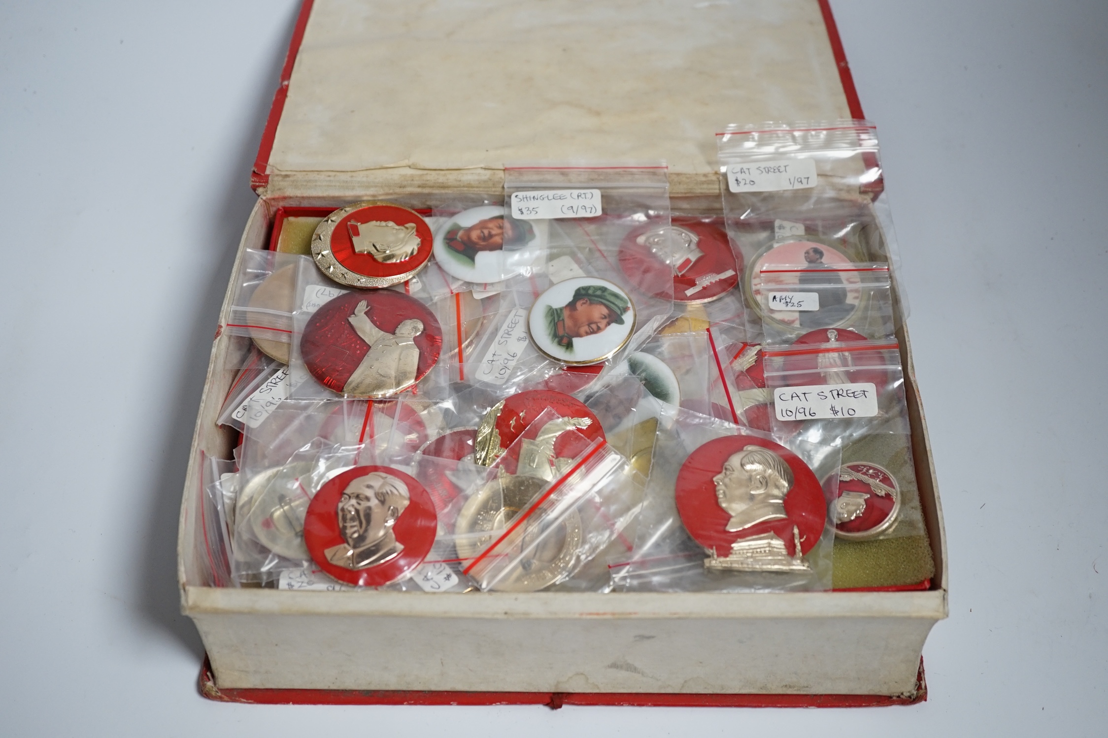 A collection of forty one Chinese Mao Zedong badges and a box - Image 2 of 3
