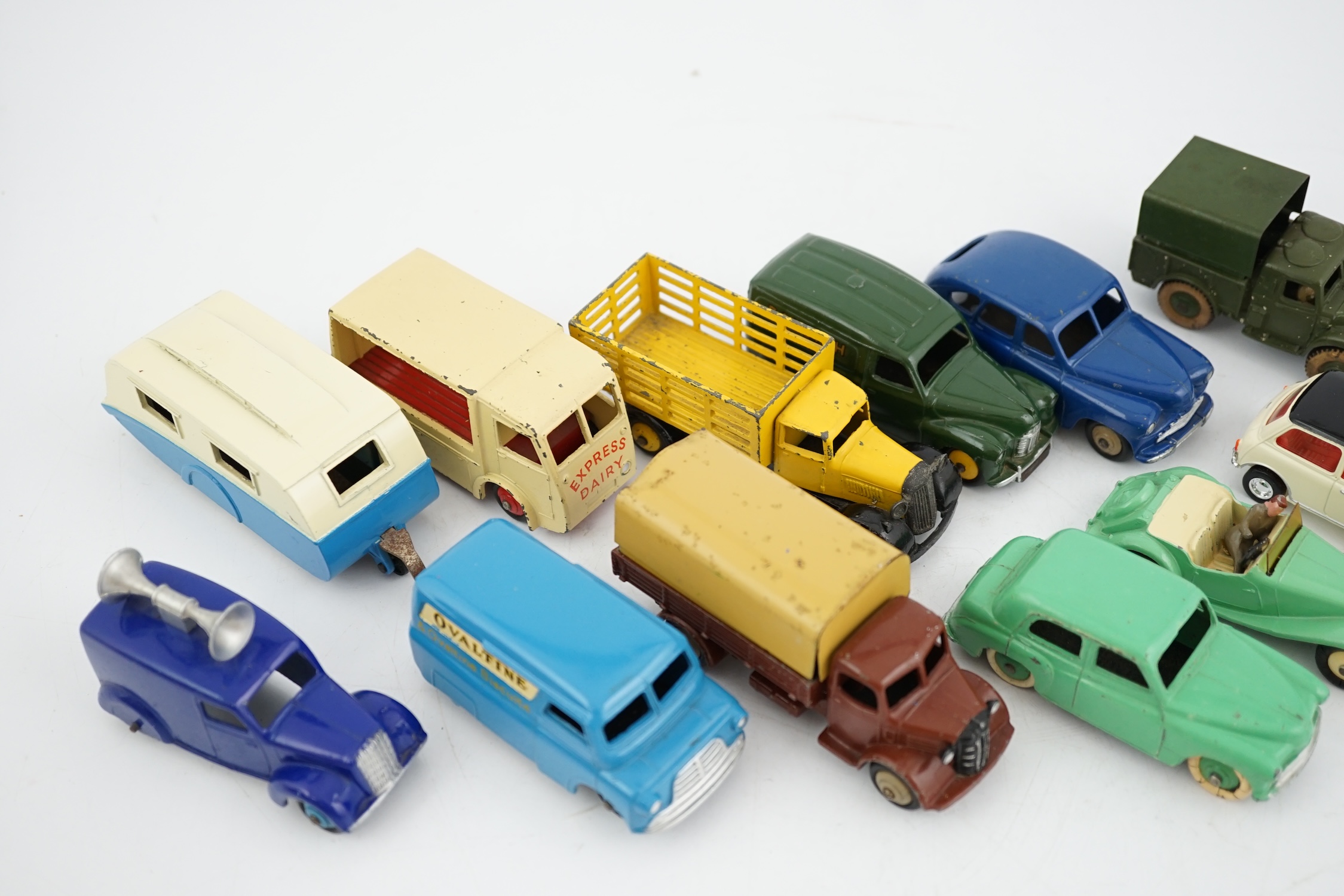 Twelve Dinky Toys, including; Austin van, Vanguard, Market Gardener’s wagon, Hillman Minx, MG - Image 6 of 6