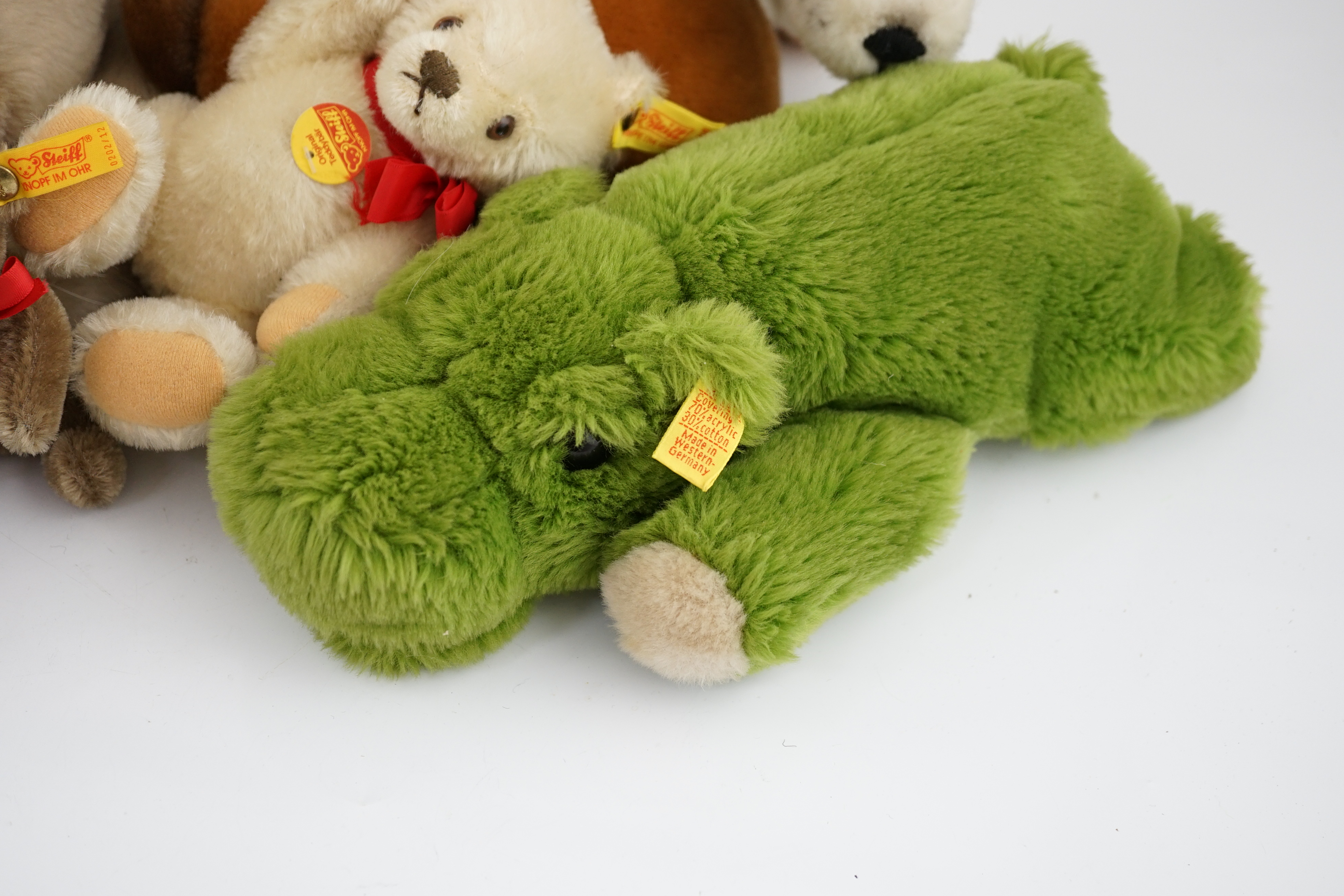 Ten assorted Steiff yellow tag animals, two yellow tag bears, together with Steiff catalogues - Image 2 of 14