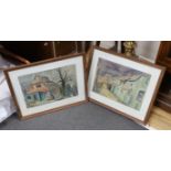 W Loschke, pair of watercolours, Street scenes, each signed and dated ‘52, 27 x 38cm