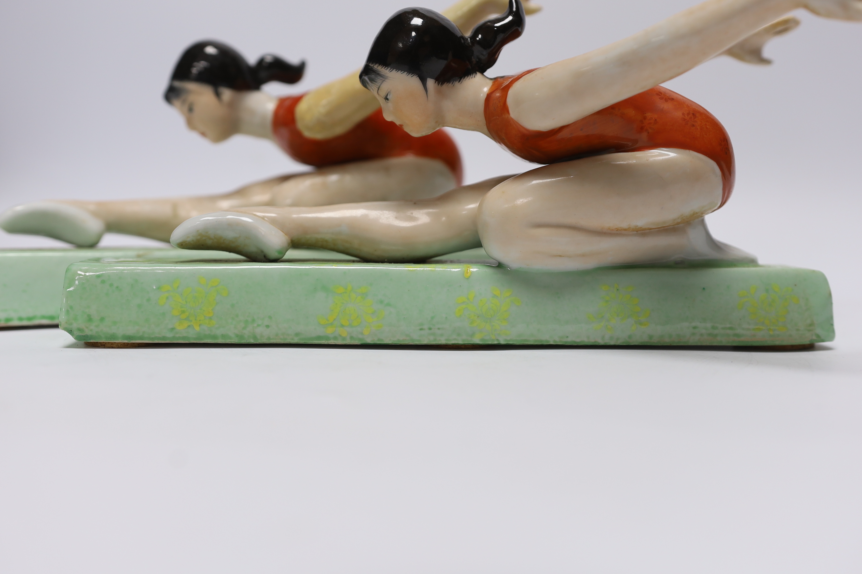 A pair of Chinese Cultural Revolution figures of ballerinas, 23.5cm long - Image 3 of 4