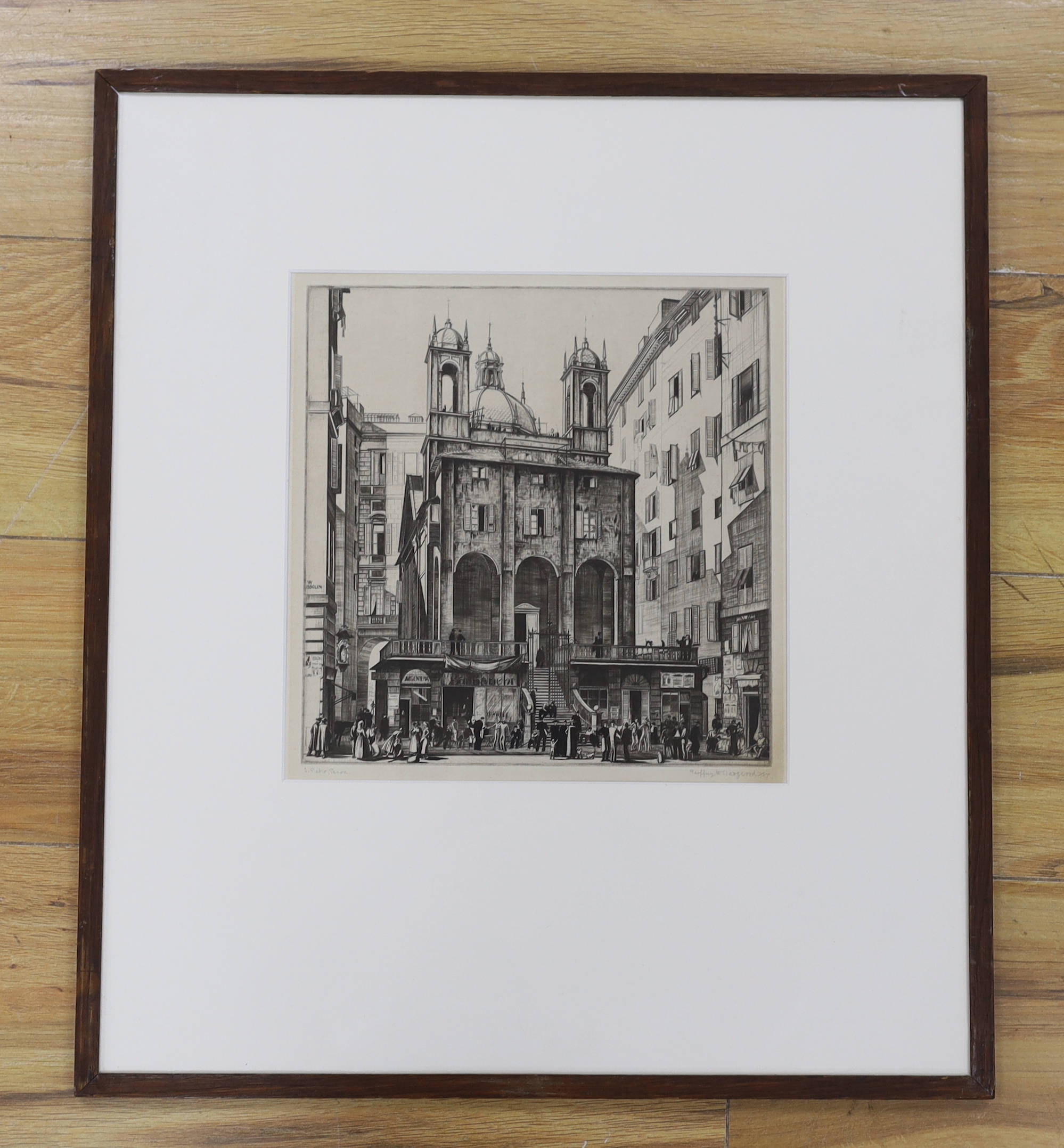 Geoffrey Heath Wedgwood (1900-1977), dry point etching, 'St. Peter’s, Genoa II', signed, inscribed - Image 2 of 3