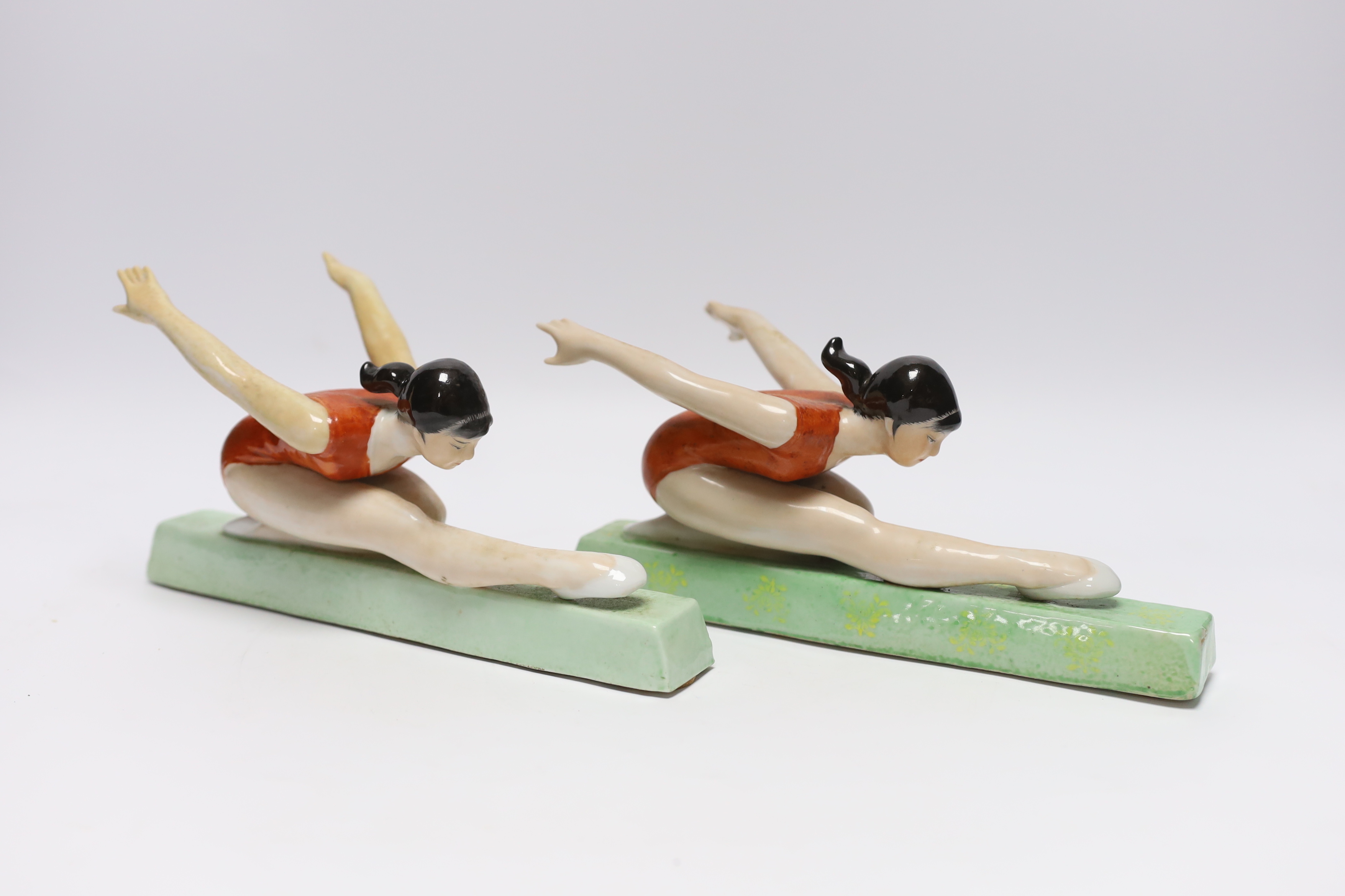 A pair of Chinese Cultural Revolution figures of ballerinas, 23.5cm long - Image 2 of 4