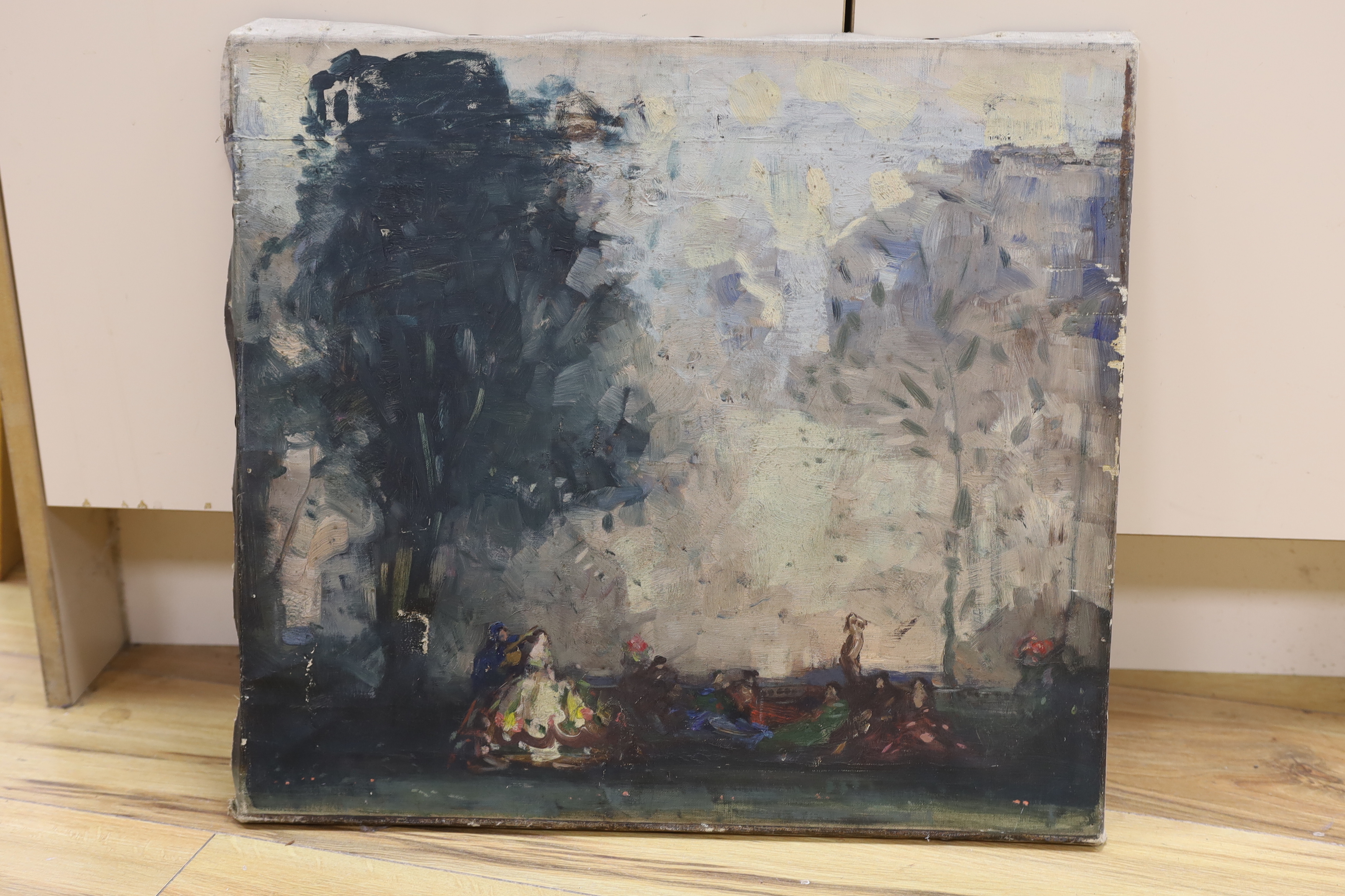William George Robb (1872-1940), oil on canvas, Figures in parkland, 45 x 50cm, unframed - Bild 9 aus 9