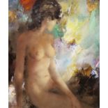 Christian Jereczek (1935-2003), impressionist oil on canvas, Study of a nude female, signed, 69 x