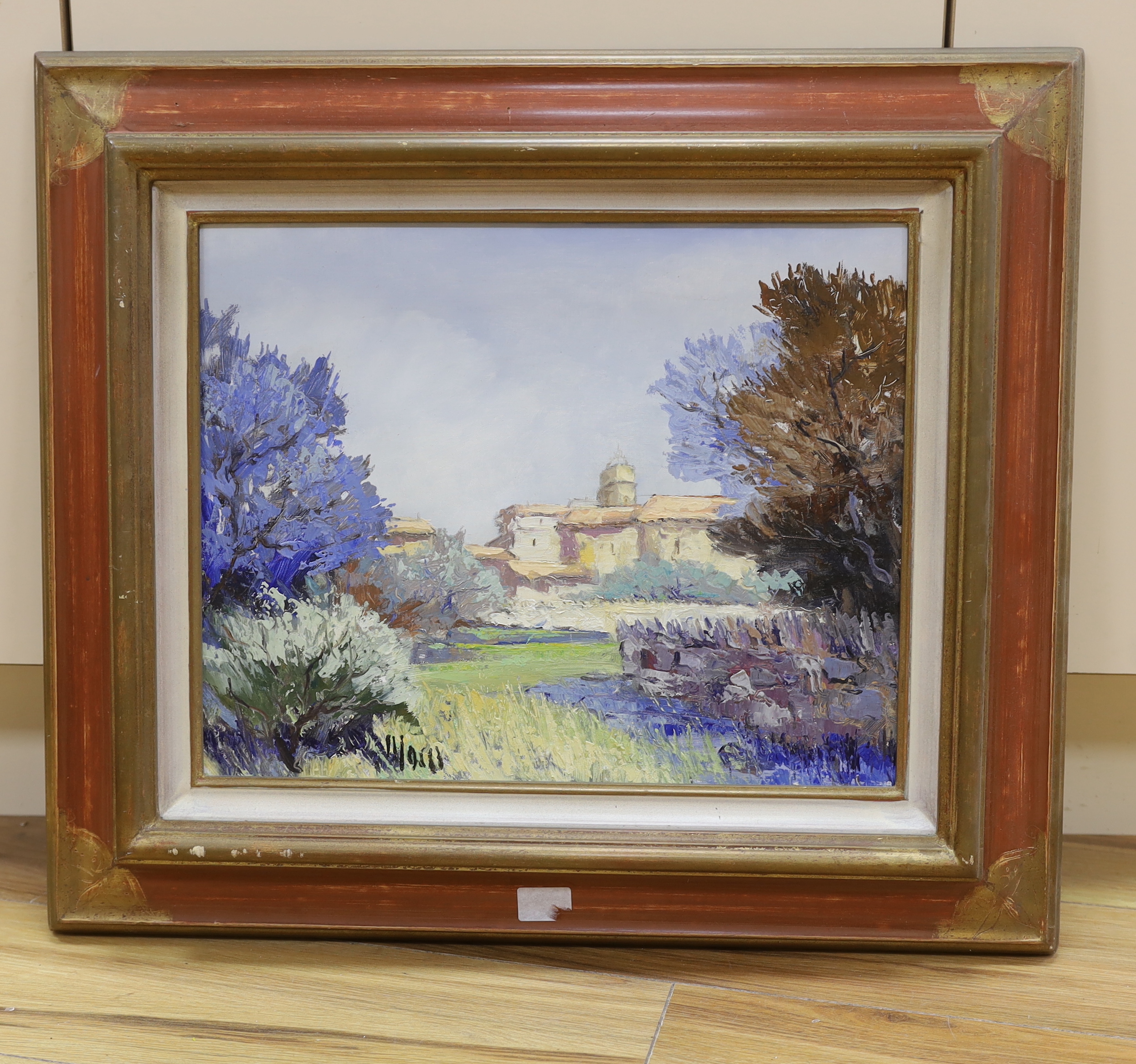 Gordes, oil on canvas, Italian landscape, signed verso, 32 x 40cm - Image 3 of 5