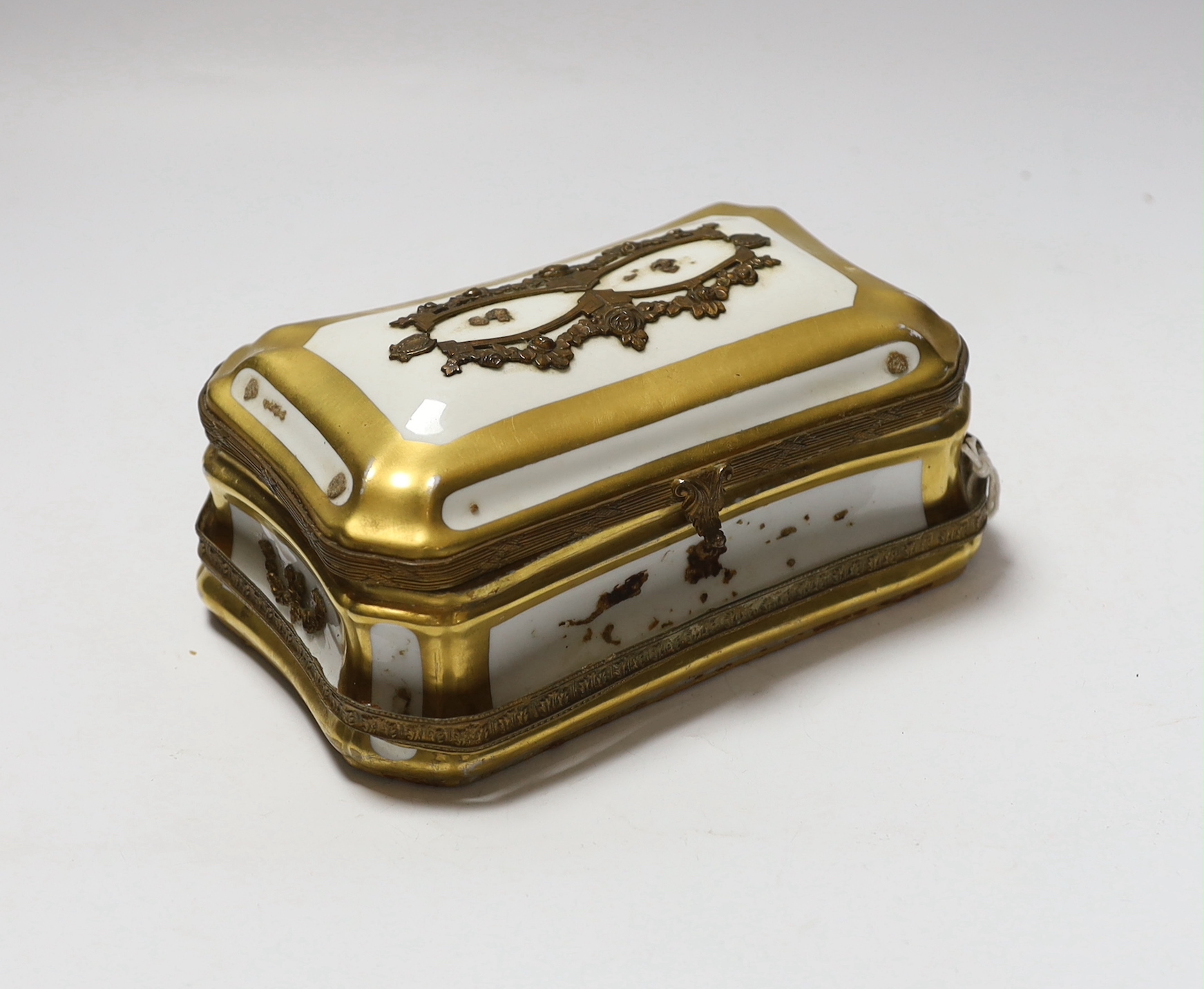 A Sevres style porcelain casket