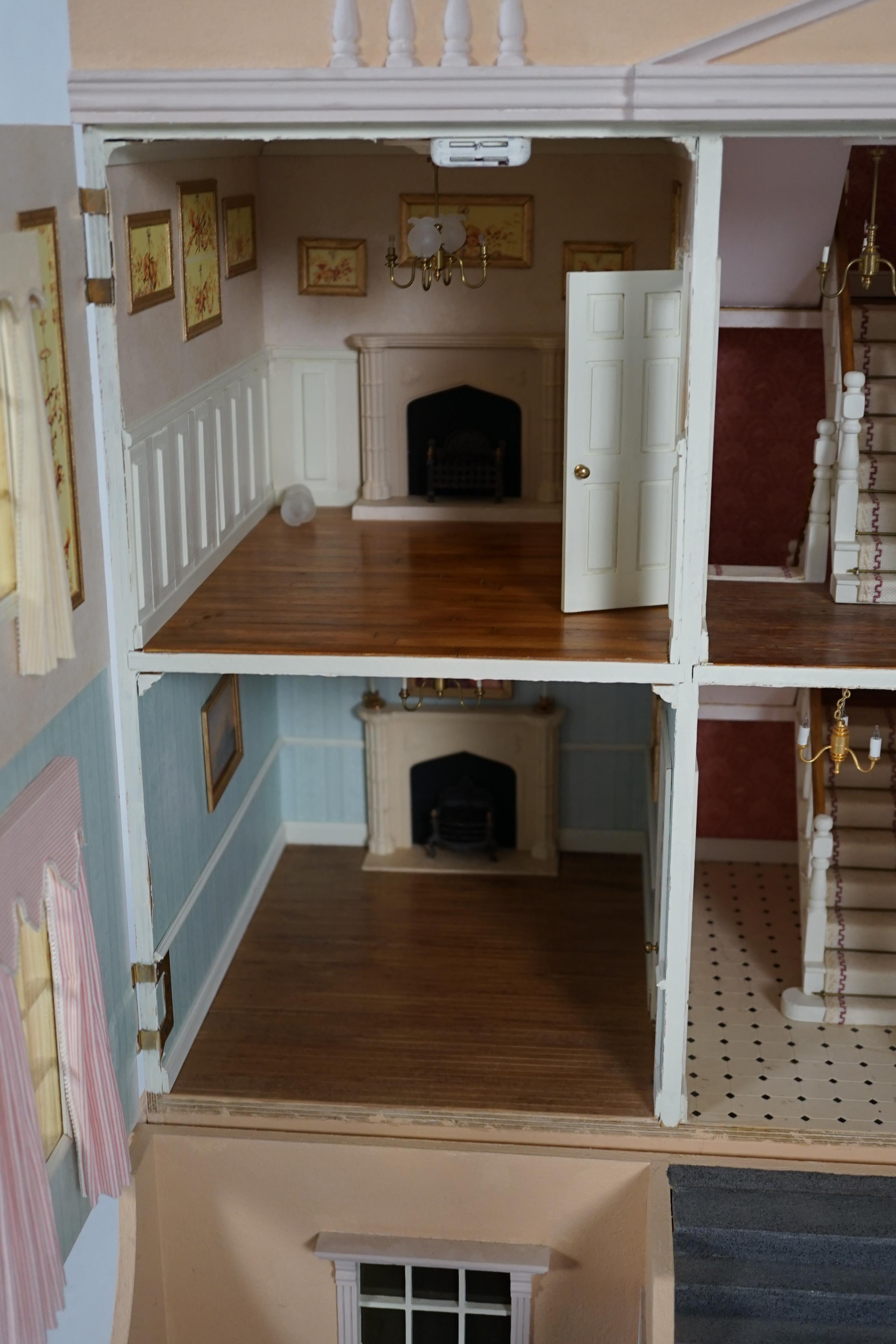 A large modern Georgian style dolls house and extensive contents, with eight fully decorated rooms - Bild 9 aus 15