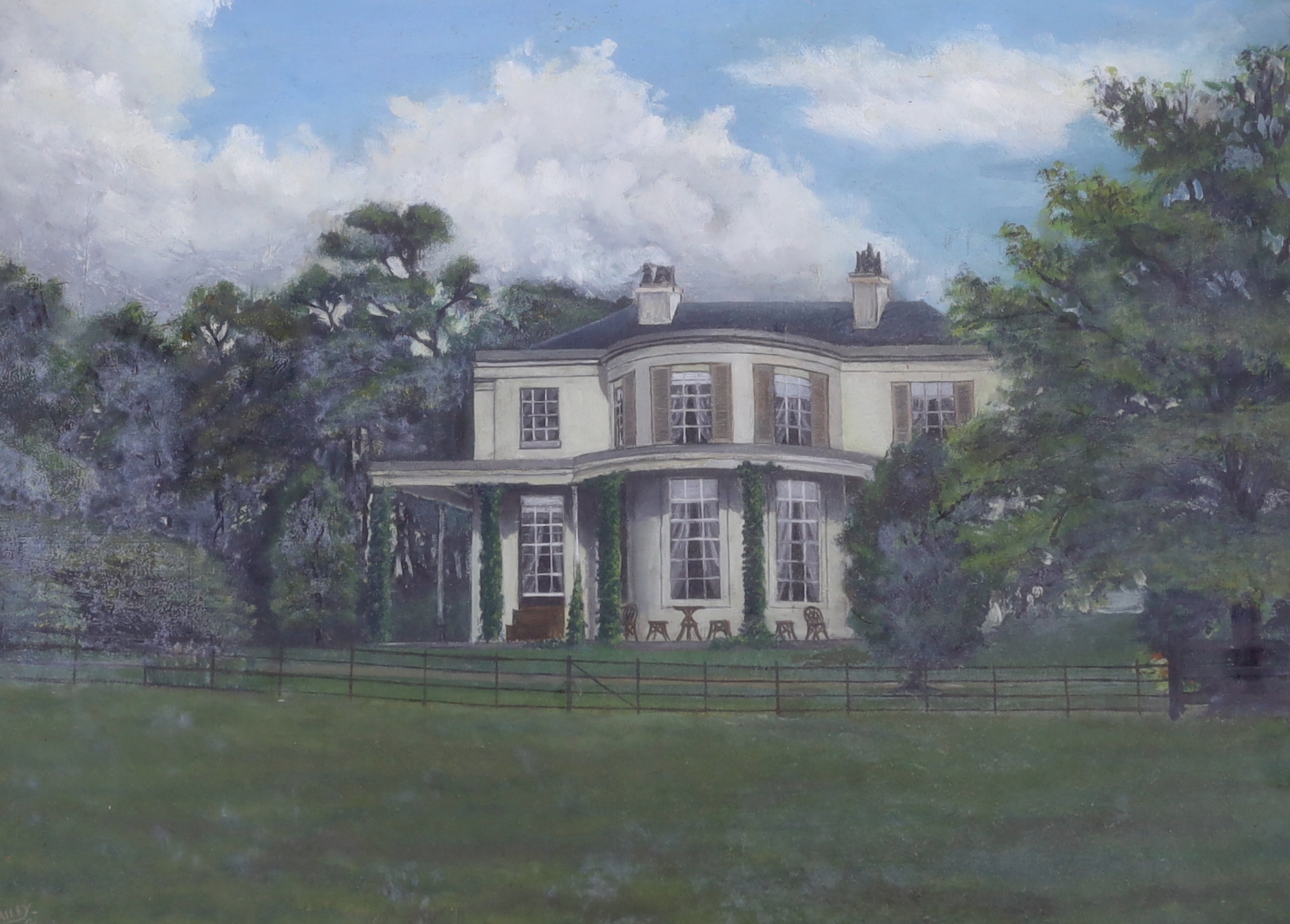 I. H. Bailey (20th century), oil on canvas, Georgian Country House and Garden, signed and dated '91,