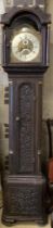 A George III oak cased eight day longcase clock, height 220cm