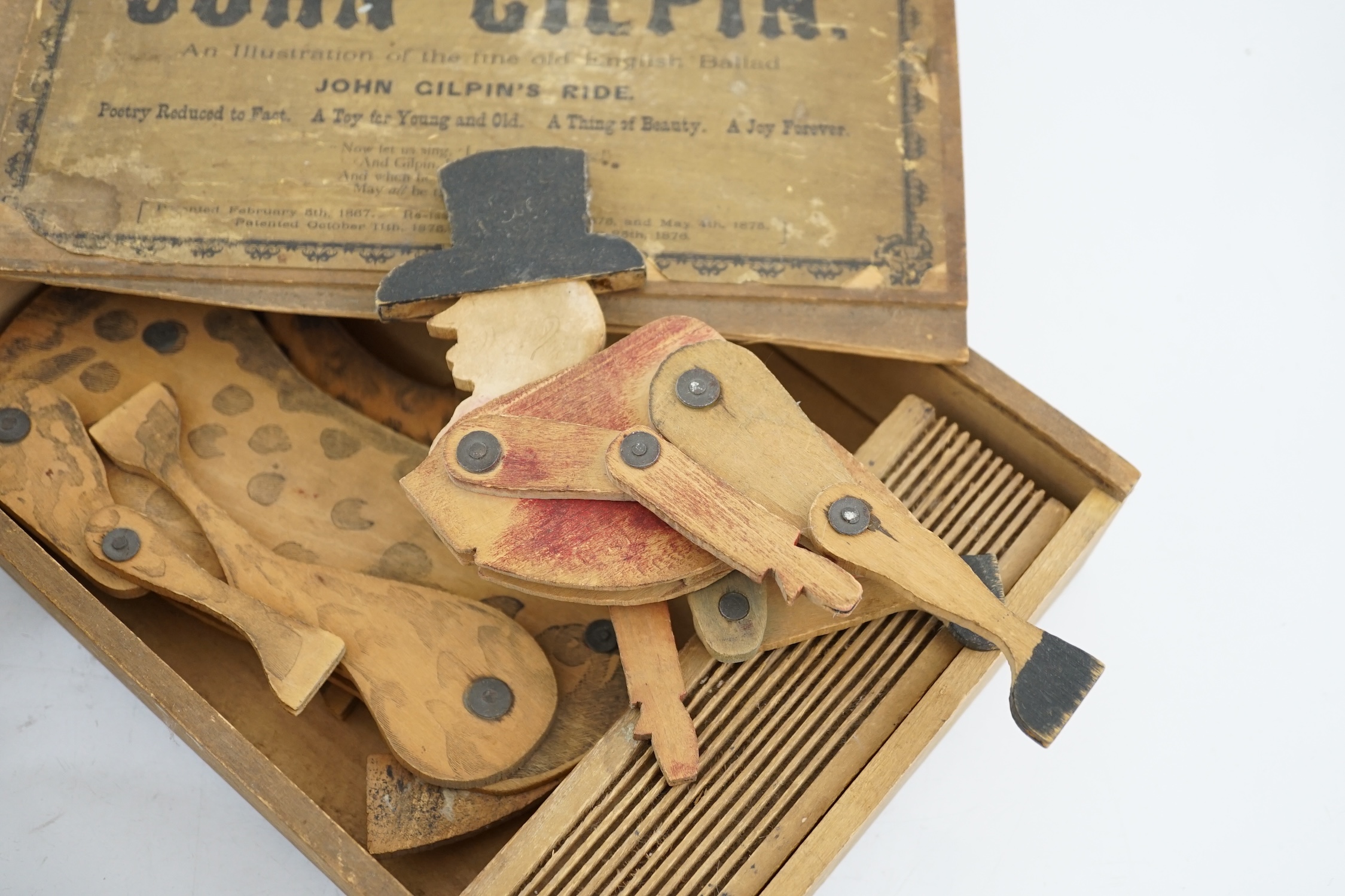 Grandall’s John Gilphin’s toy c.1876, with paperwork and original box, horse and rider and three - Image 3 of 7