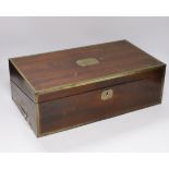 A Victorian brass bound mahogany writing slope, 45cm wide