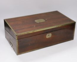 A Victorian brass bound mahogany writing slope, 45cm wide