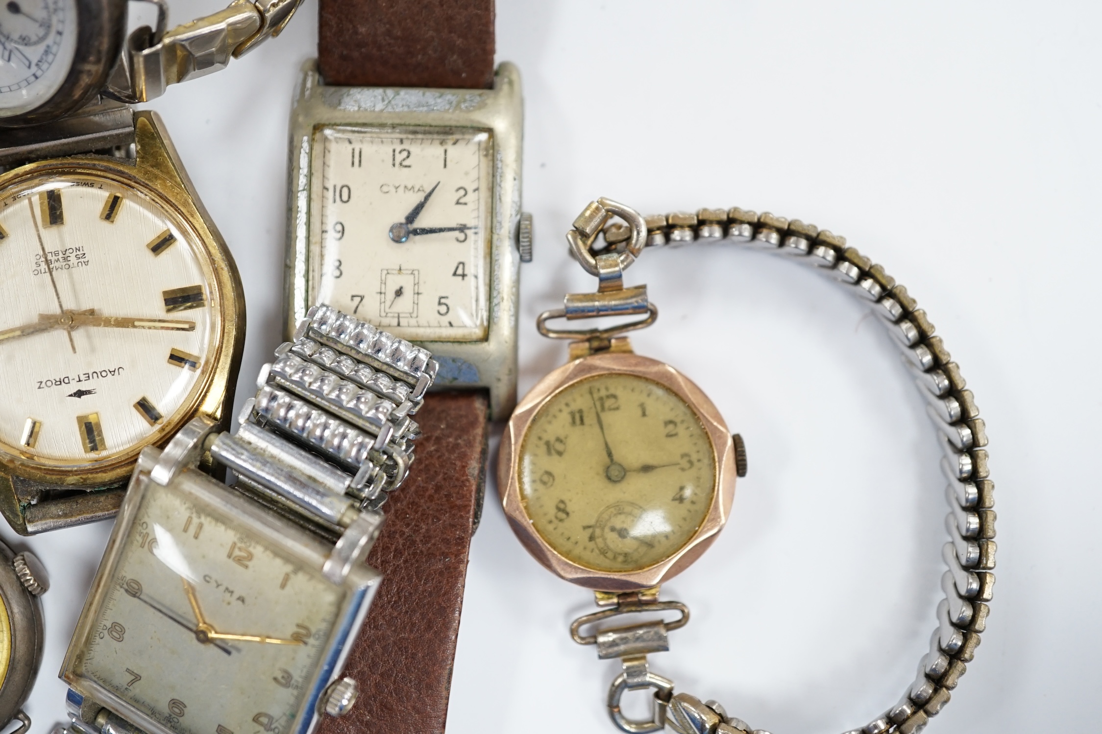 A group of assorted mainly steel wrist watches including three Cyma, a Roamer and modern Citizen - Image 6 of 6