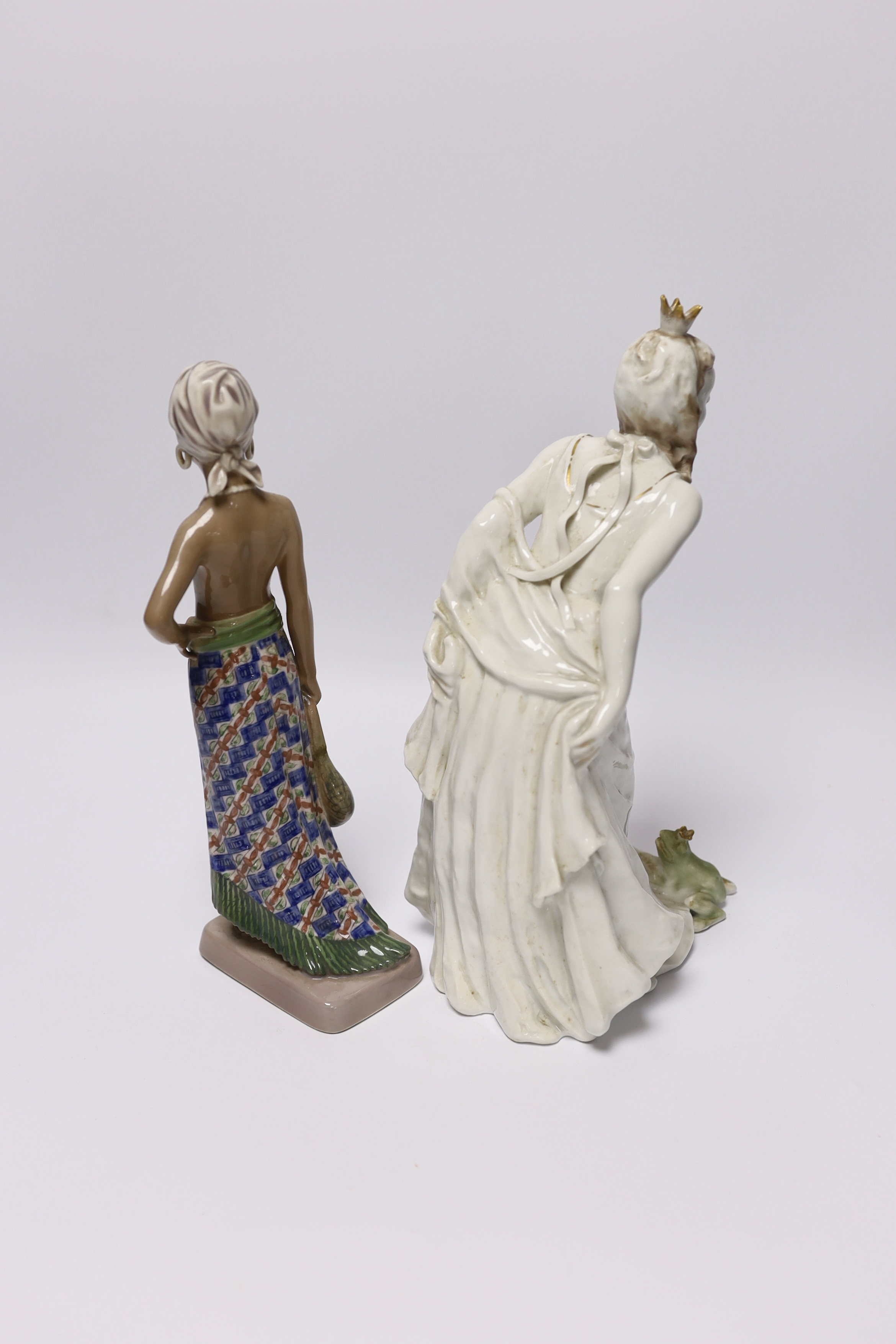 A Dahl Jensen, Copenhagen model of a Balinese female, initialled EK, numbered 1117 and a Rosenthal - Image 2 of 3