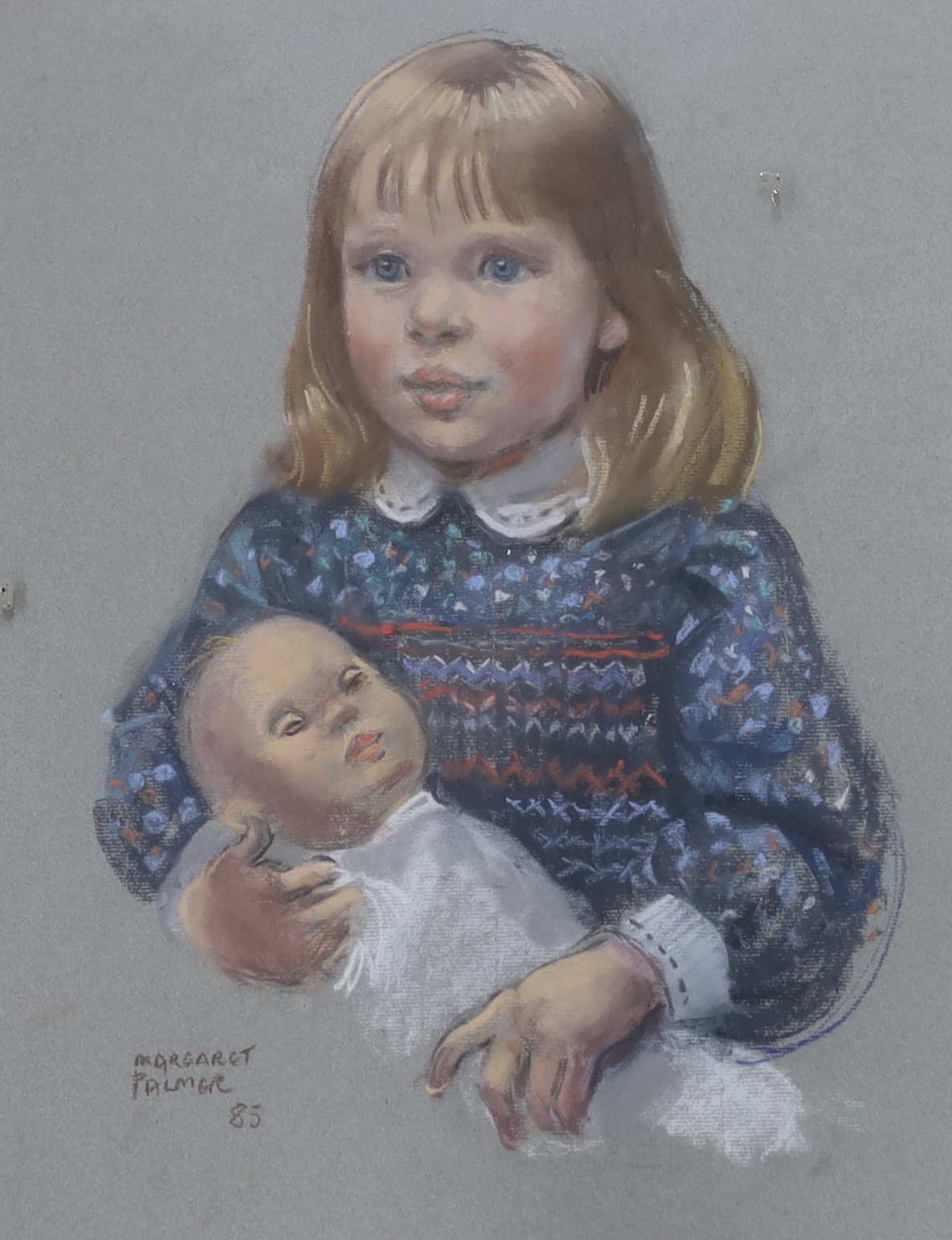 Margaret Palmer (b.1922), pastel, Portrait of a young girl, signed and dated ‘85, 49 x 37cm