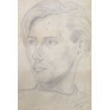 Mid 20th century English School, pencil, Study of a young man, inscribed London 13/12/43,