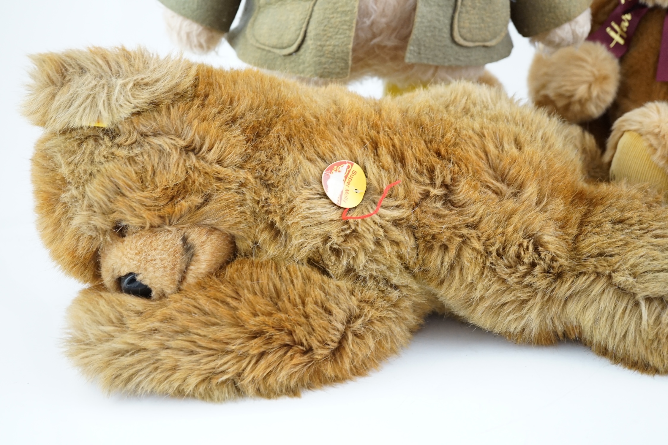 An early Paddington bear, a Harrods bear and a Steiff Super Molly Herman Teddy (4) - Image 2 of 6