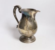 A George II silver baluster ale jug, on pedestal foot, Henry Brind, London, 1744, height 23.5cm,