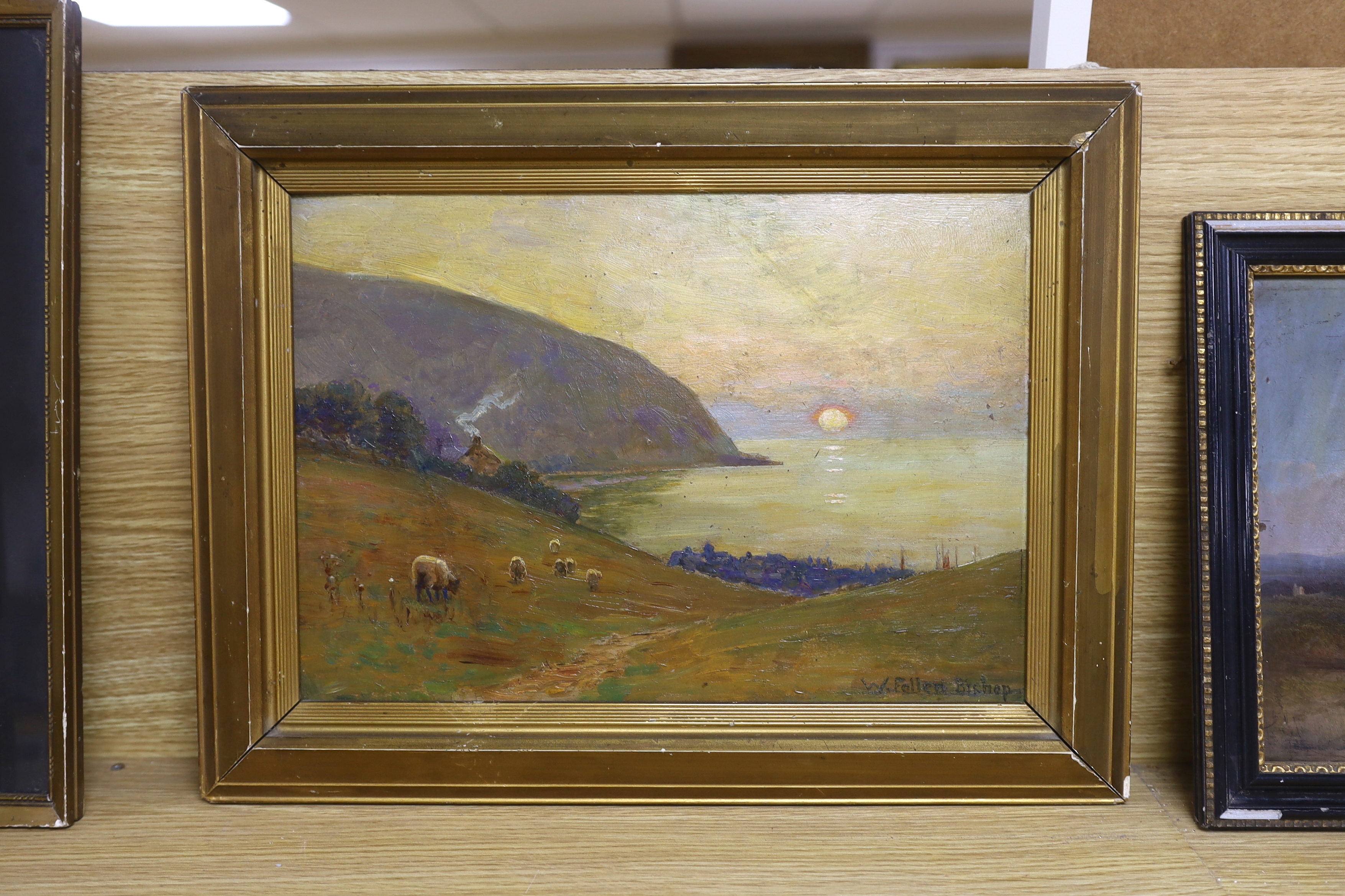 Walter Follen Bishop (1856-1936), oil on board, 'The haven under the hill', signed, various labels - Bild 2 aus 3