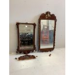 Two 18th century style mahogany fret cut wall mirrors, largest height 117cm