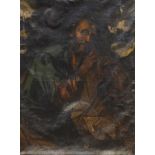 Old Master, oil on canvas, Portrait of a saint before a landscape, 99 x 75cm