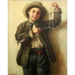 Jeremy Lettwill (b.1912), oil on canvas, Boy playing a triangle, signed, 50 x 40cm