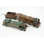 Two Hornby Series 0 gauge tinplate locomotives for 3-rail running; an LMS 4-4-2, Royal Scot 6100,