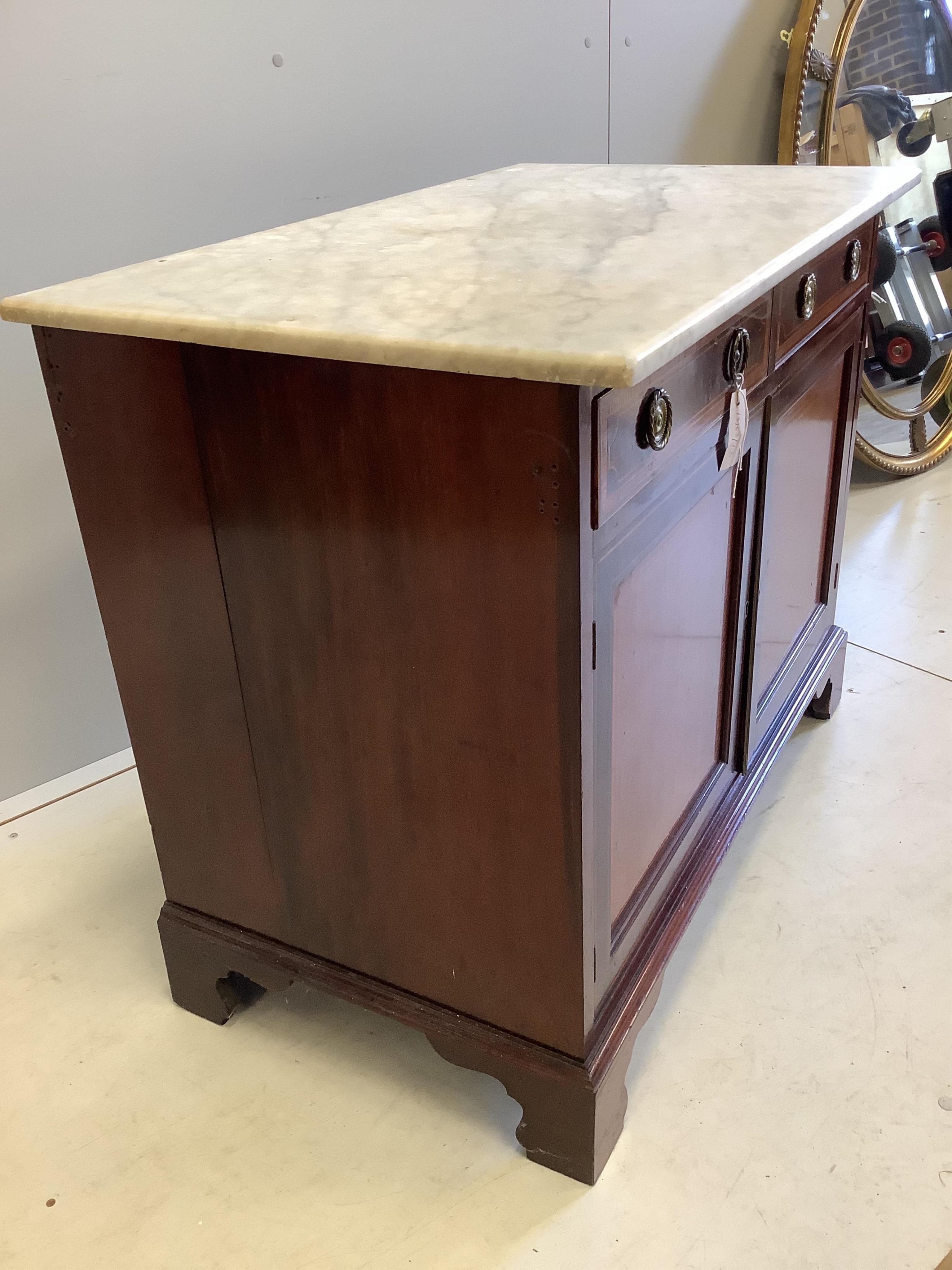 An Edwardian satinwood banded and inlaid mahogany two door side cabinet, - Image 2 of 2