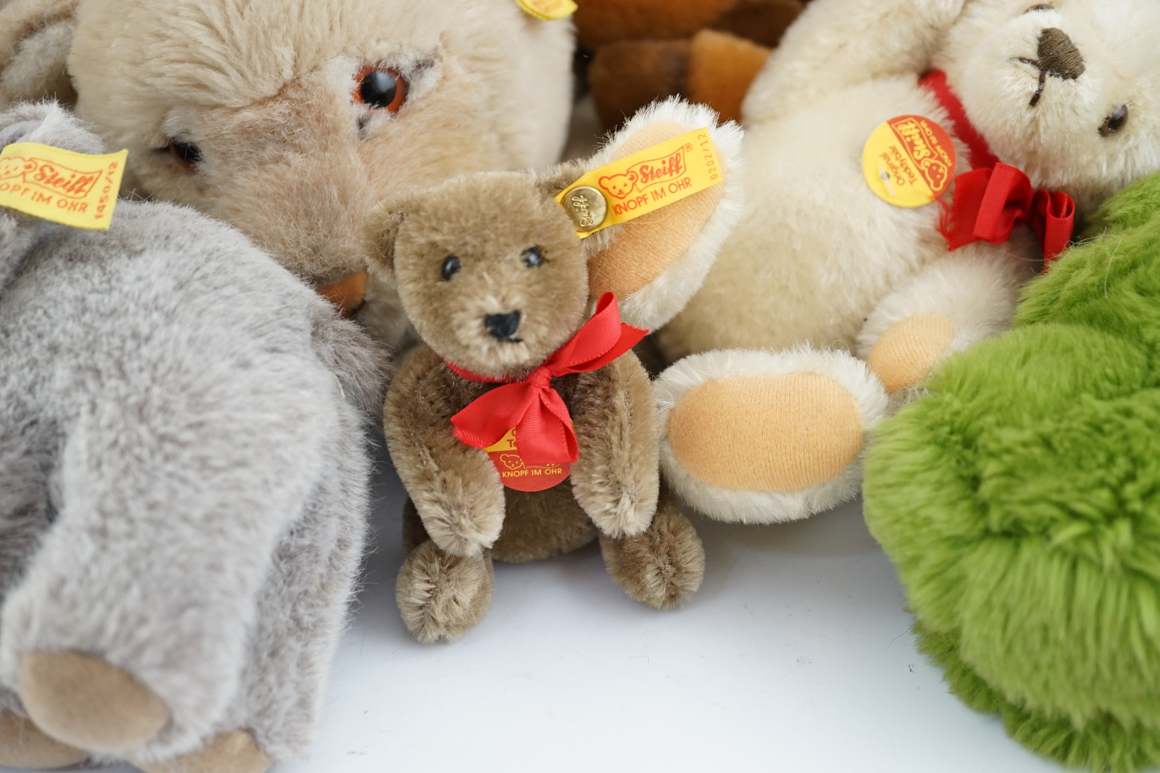 Ten assorted Steiff yellow tag animals, two yellow tag bears, together with Steiff catalogues - Image 3 of 14