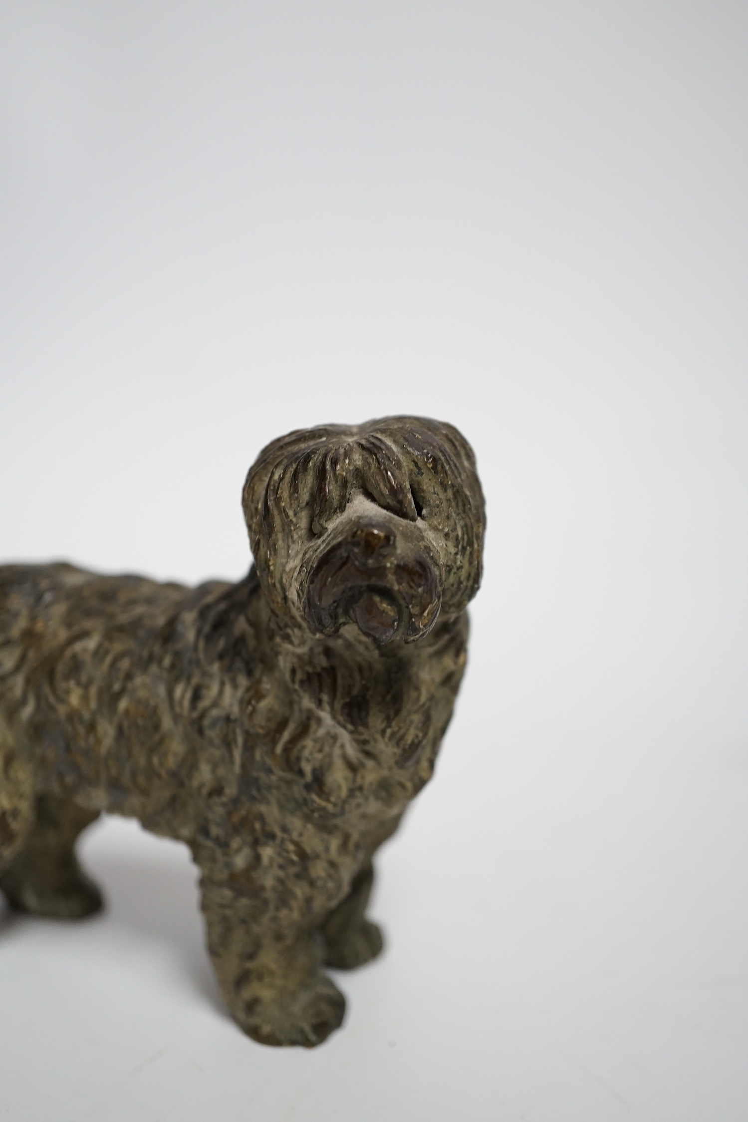 A cold painted bronze model of a dog, 11cm wide - Image 2 of 3