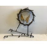 A painted wrought iron parcel gilt hanging wall sign, height 120cm