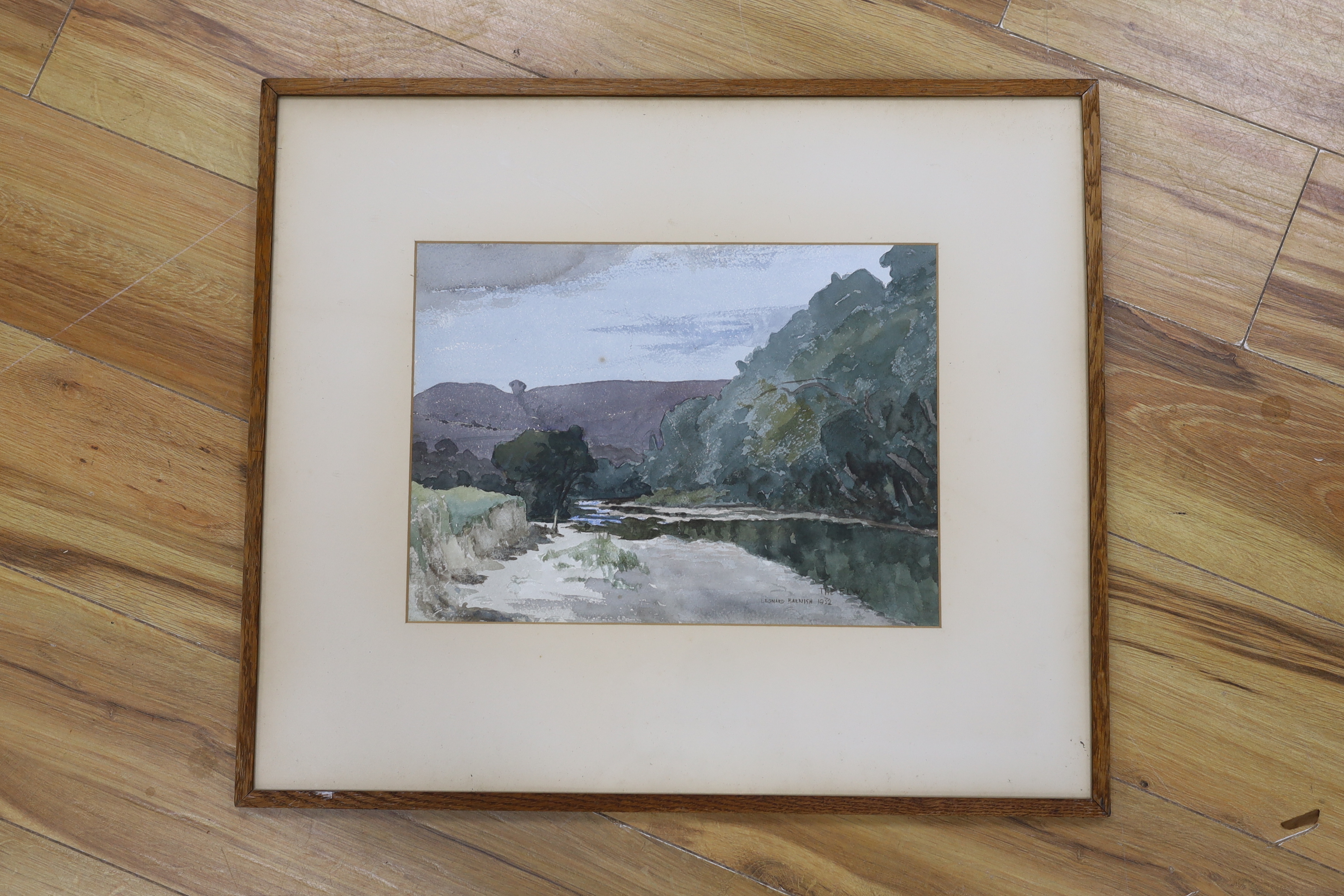 Leonard Barnish (1884-1975), watercolour, Mountainous River landscape, signed and dated 1952, 27 x - Image 2 of 3