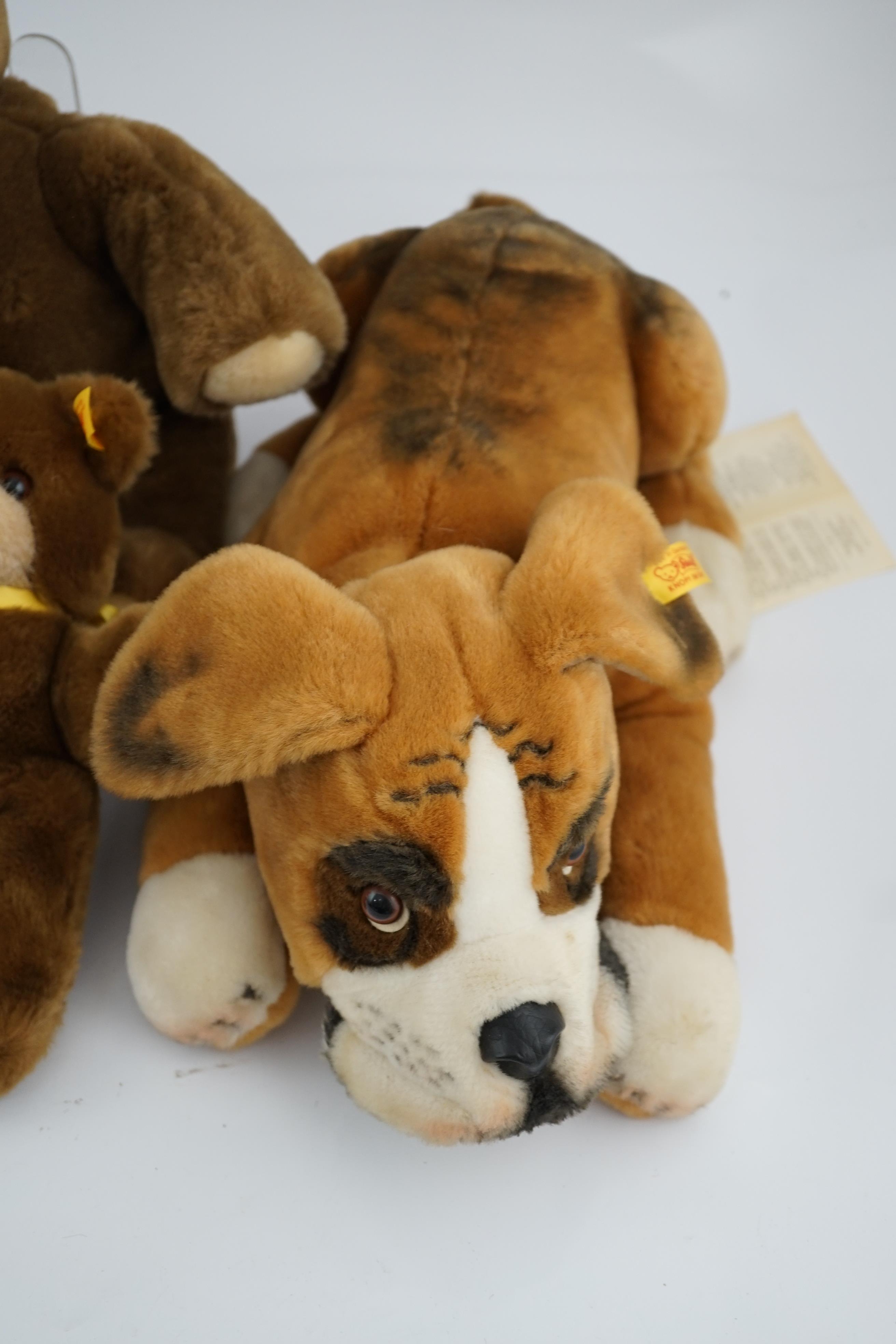 Four Steiff toys including Boxer dog and Rupert Bear - Bild 5 aus 14