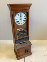 A National Time oak cased recorder, clocking-in clock, height 110cm