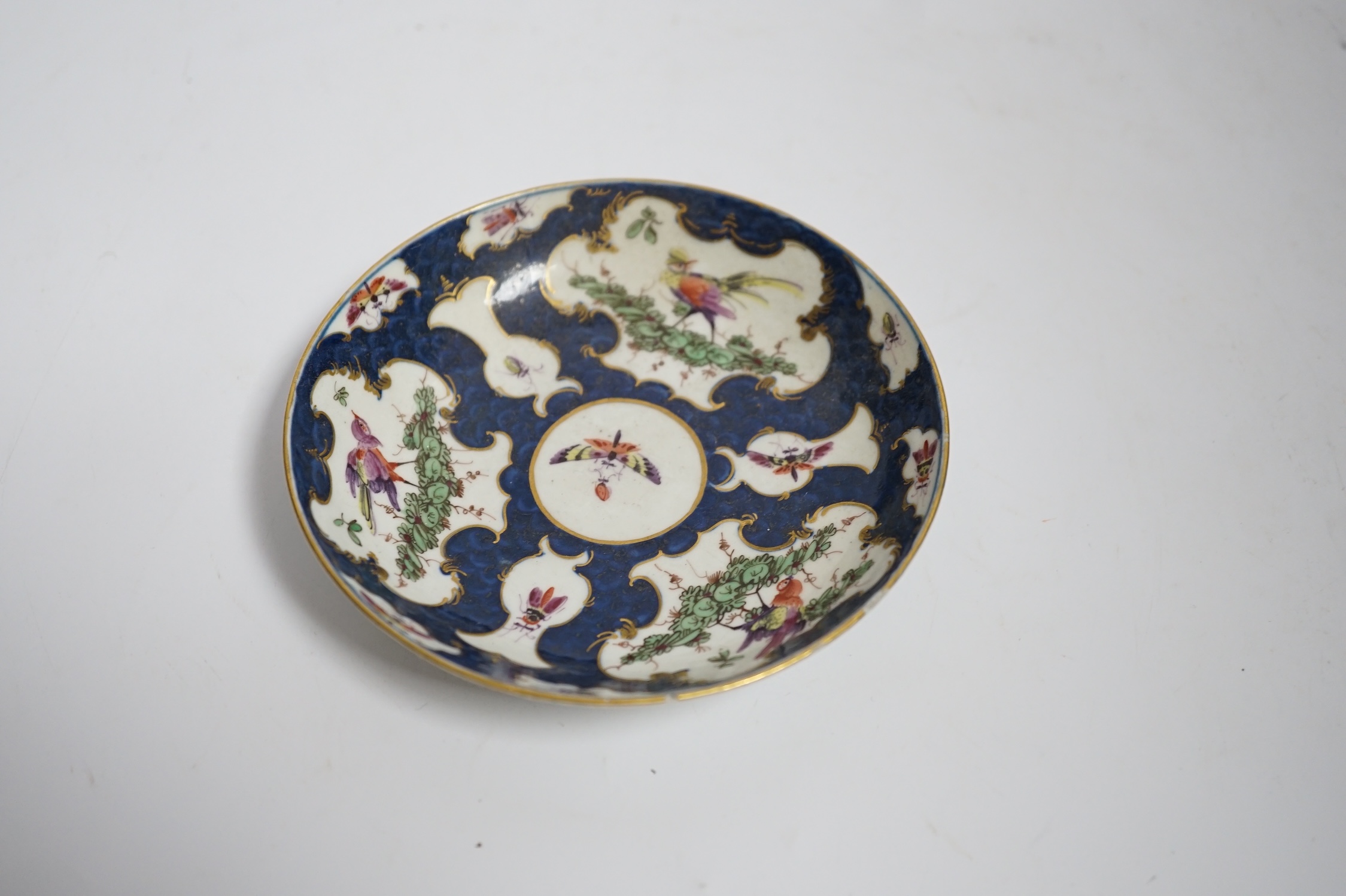 A Worcester scale blue cup and saucer, c.1775 - Image 2 of 5