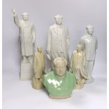Six 20th century Chinese porcelain figures of Mao Zedong, largest 35cm high
