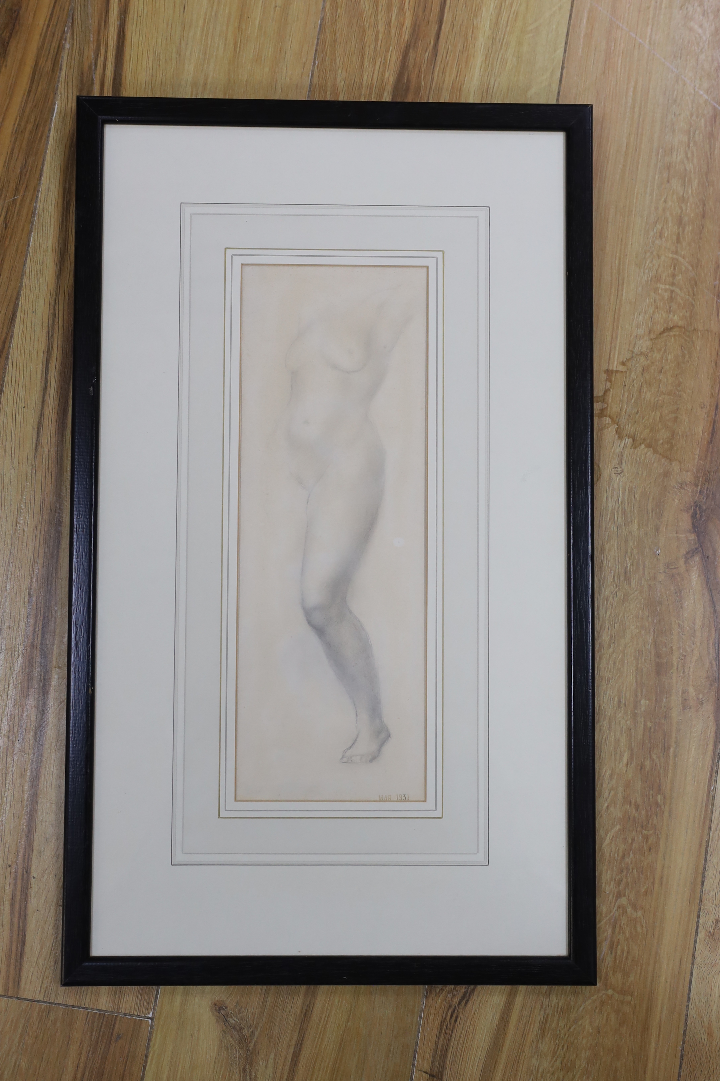 John Frye Bourne (1912-1991), pencil sketch, Nude study, unsigned, stamped Mar 1931, details - Image 2 of 4