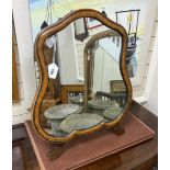 A Victorian walnut framed easel dressing table mirror, width 50cm, height 60cm