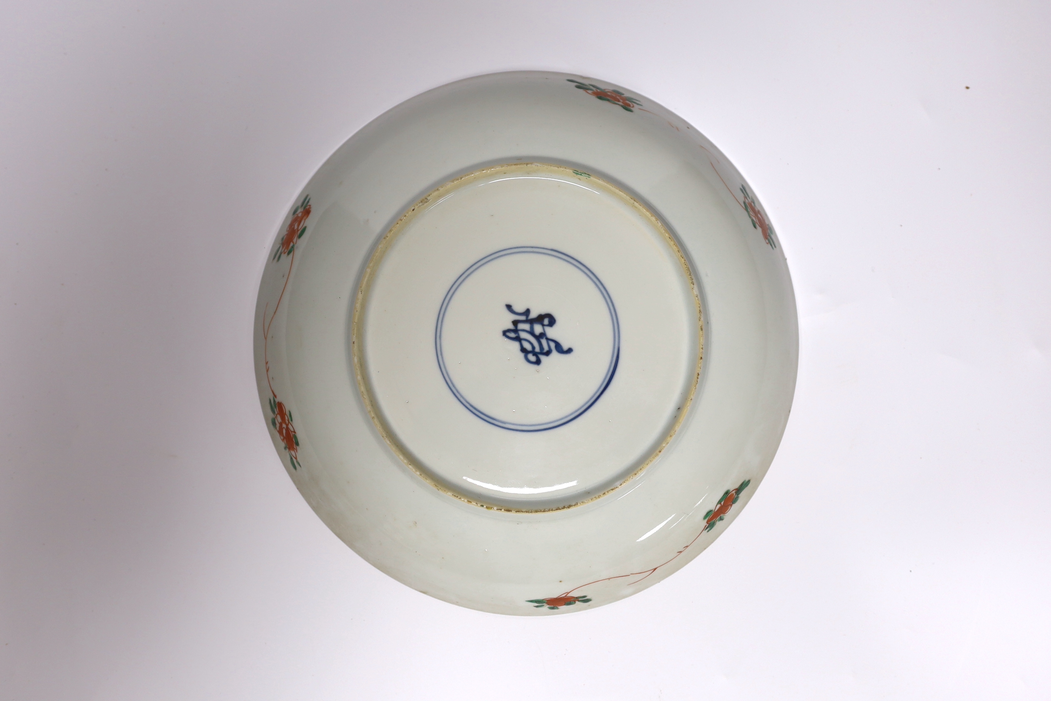 A Chinese famille verte ‘lotus flower’ dish, Kangxi period, 23cm diameter - Image 2 of 3