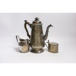 A George IV silver coffee pot, by S.C. Younge & Co, Sheffield, 1821, height 24.5cm, together with